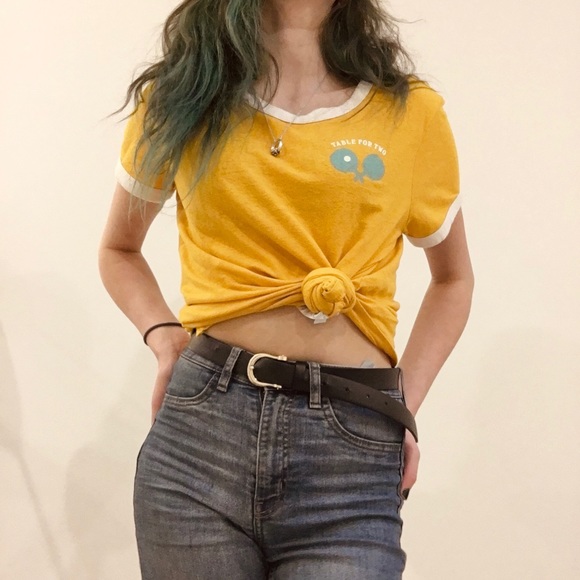 •old navy “table for two” ping pong yellow top• - Picture 1 of 5